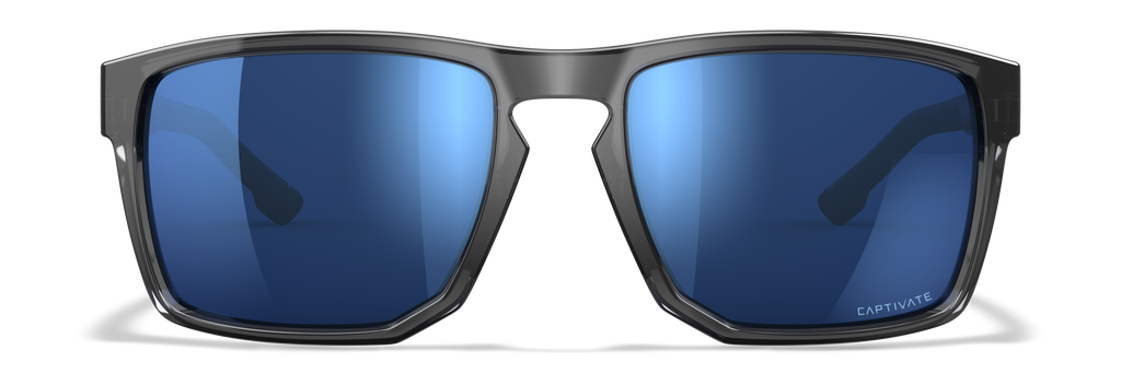 Wiley X WX FOUNDER — Captivate Polarized - Blue Mirror -  Grey, Gloss Crystal Grey by Wiley X - Tactical Sunglasses