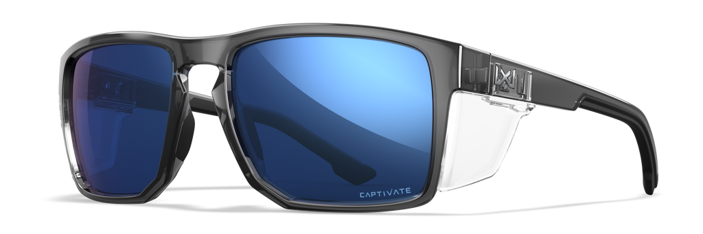 Wiley X WX FOUNDER — Captivate Polarized - Blue Mirror -  Grey, Gloss Crystal Grey by Wiley X - Tactical Sunglasses