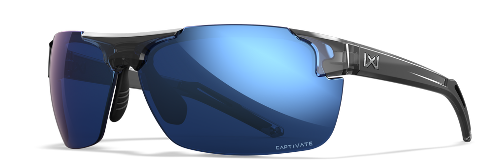 Wiley X WX PRIME — Captivate Polarized - Blue Mirror -  Grey, Gloss Crystal Grey by Wiley X - Tactical Sunglasses