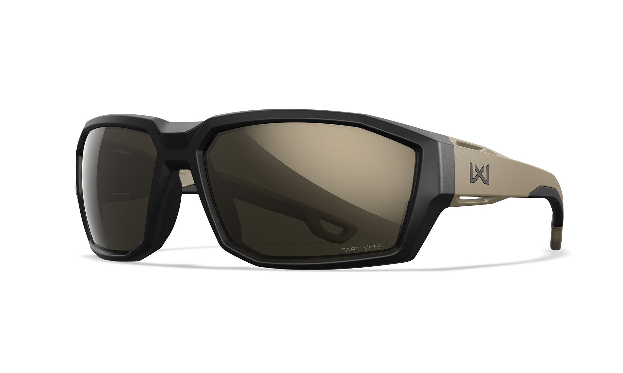 Wiley X WX ALPINE — Captivate Polarized - Tungsten Mirror - Grau, Matt Schwarz/Hellbraun