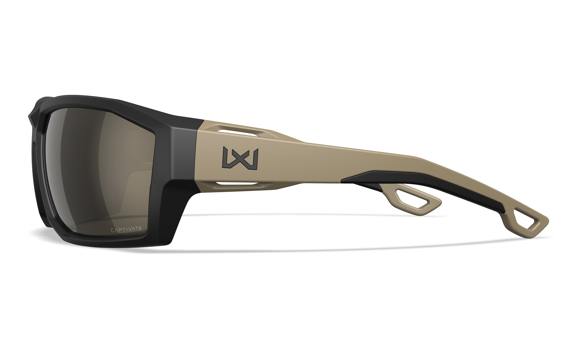 Wiley X WX ALPINE — Captivate Polarized - Tungsten Mirror - Grau, Matt Schwarz/Hellbraun
