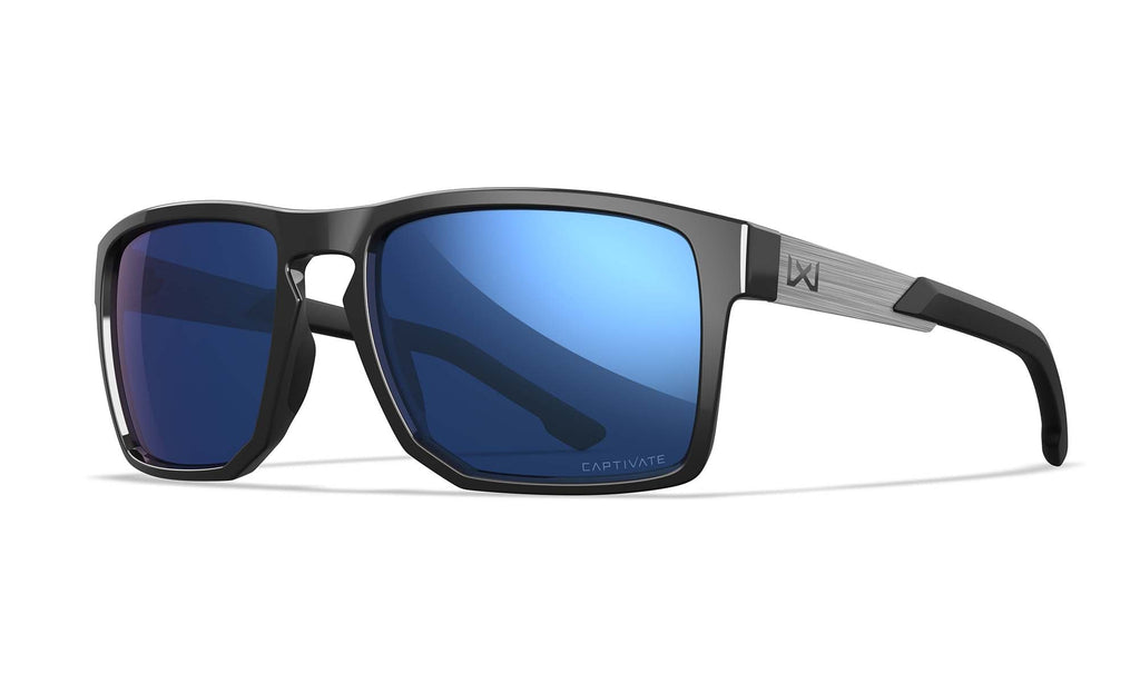 Wiley X WX APEX — Captivate Polarized - Blue Mirror -  Grey, Gloss Black
