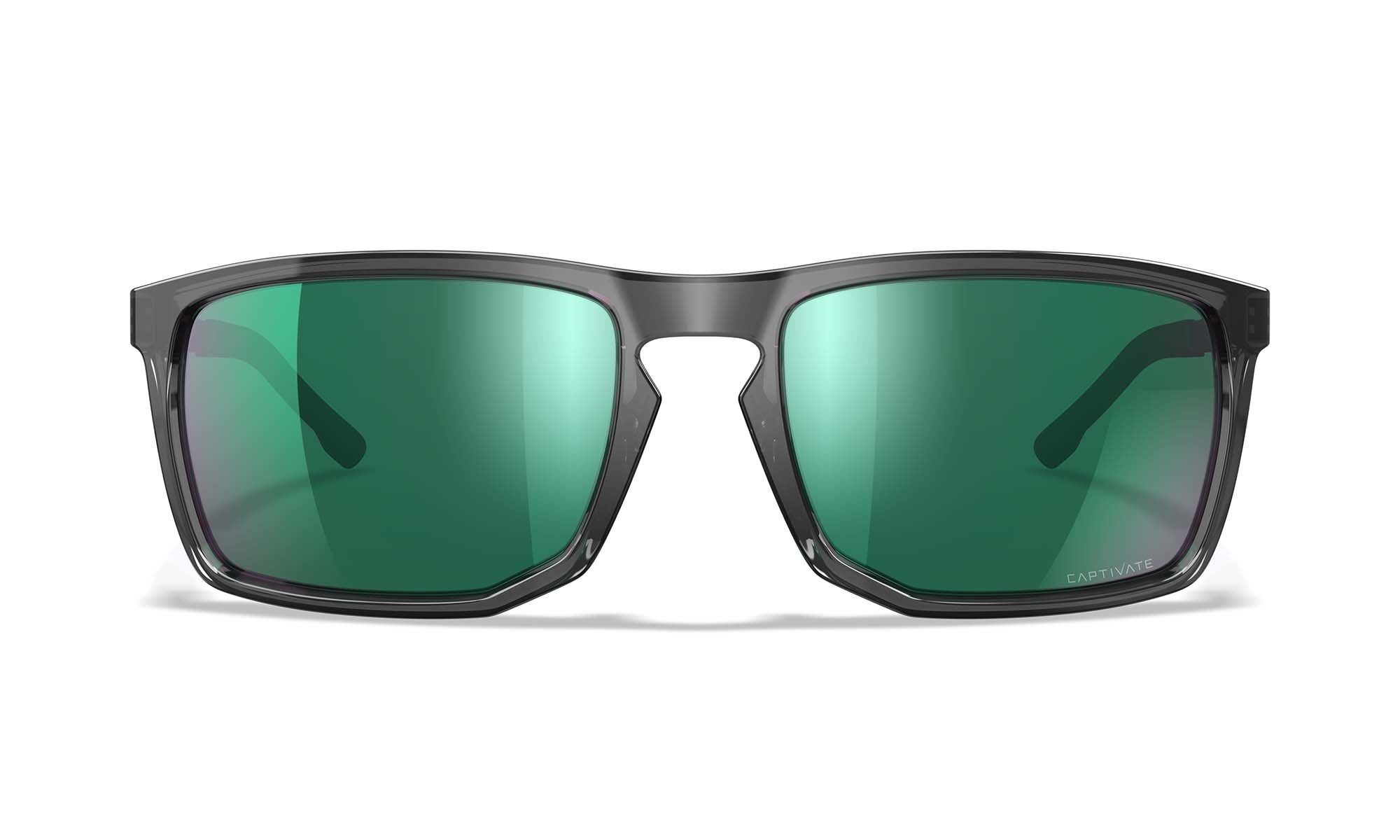 Wiley X WX AXE — Captivate Polarized - Green Mirror - Amber, Gloss Crystal Grey