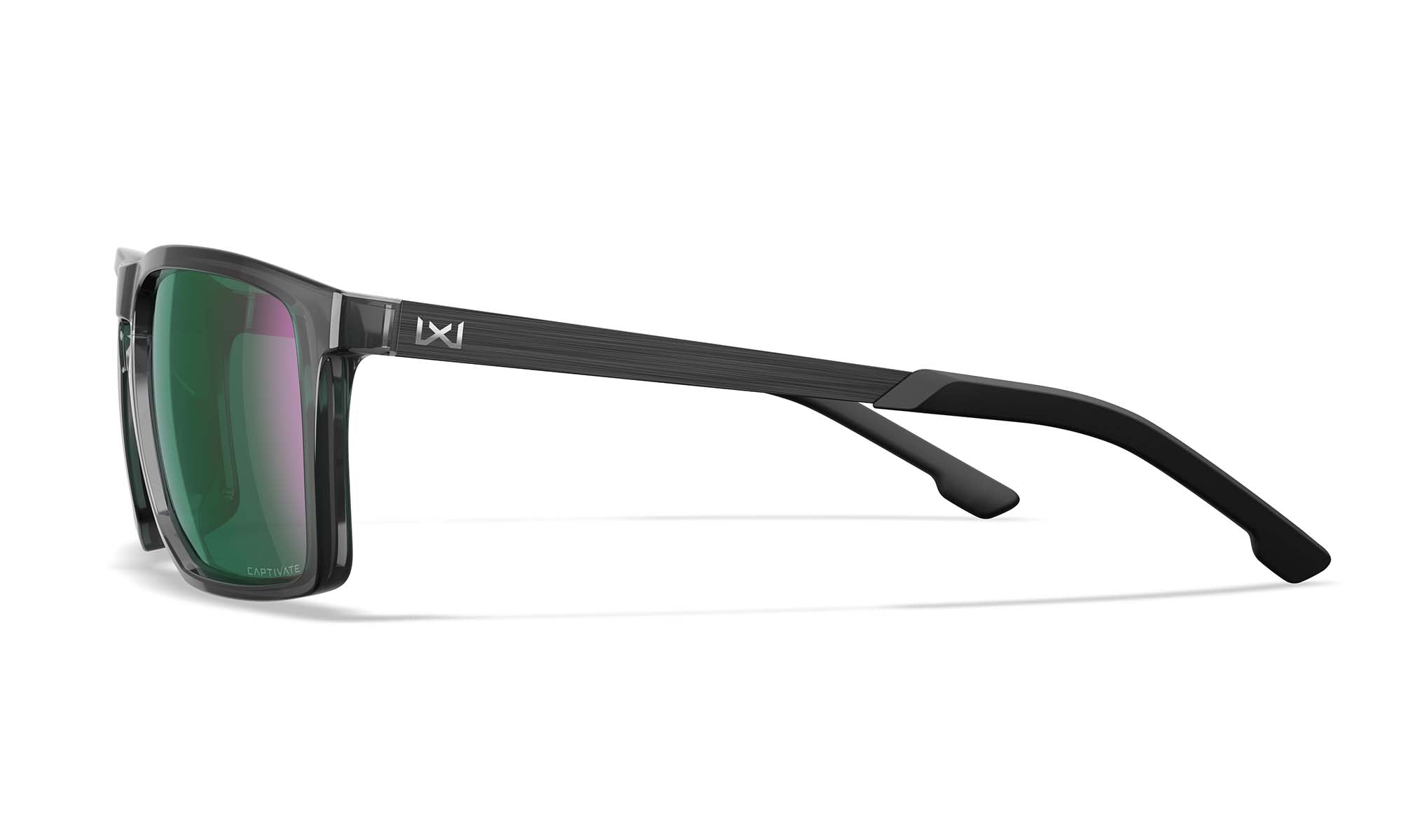Wiley X WX AXE — Captivate Polarized - Green Mirror - Amber, Gloss Crystal Grey