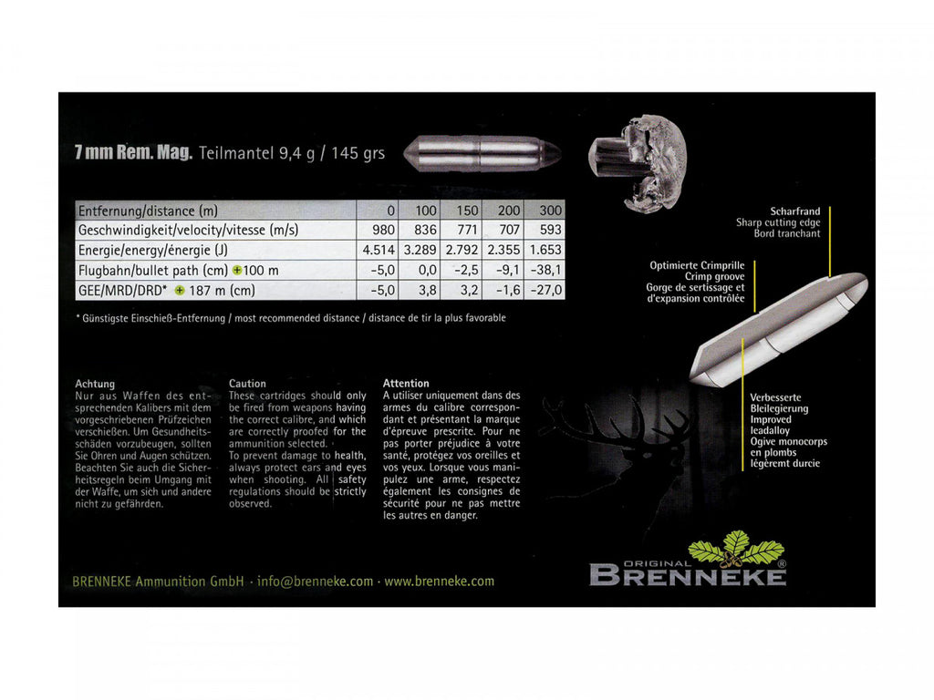 Brenneke 7mmRemMag. Teilmantel 9,4g