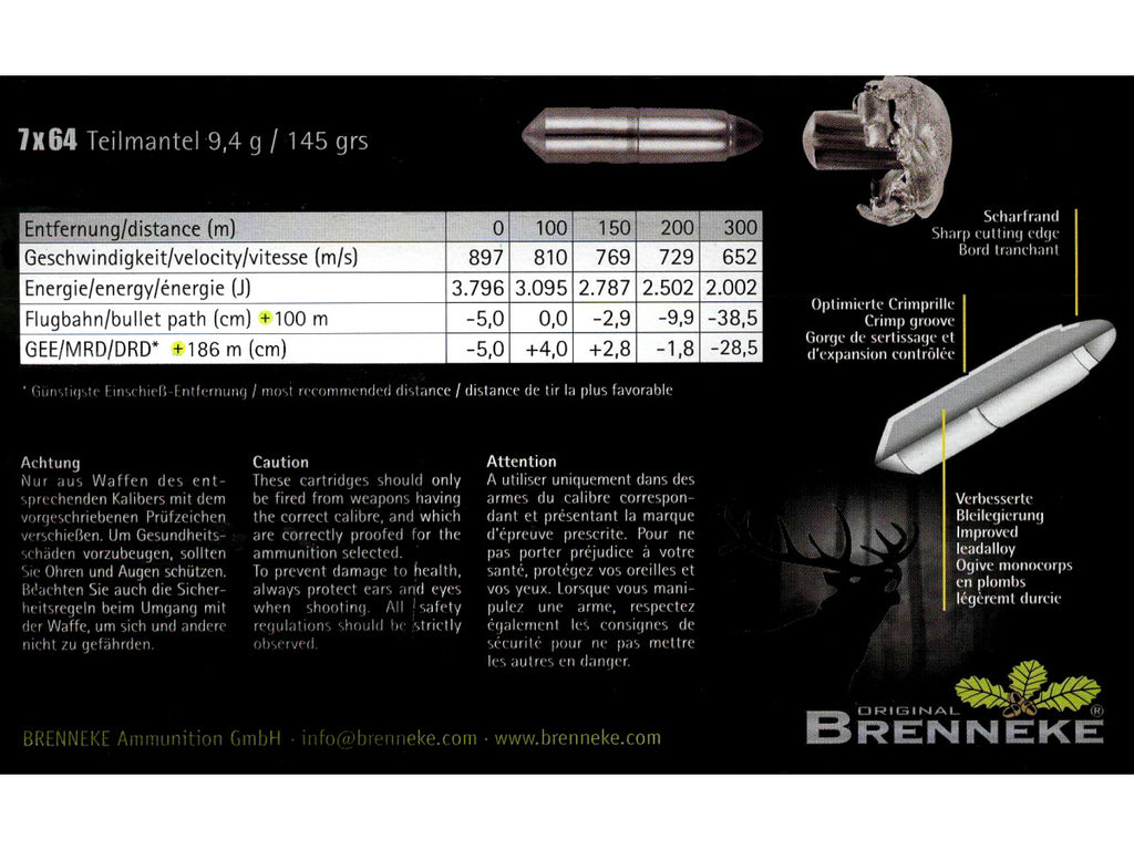 Brenneke 7x64 Teilmantel 9,4g