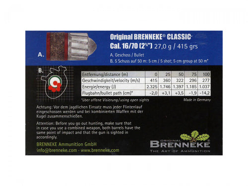 Brenneke Classic 16/70 27,0g, 5ks