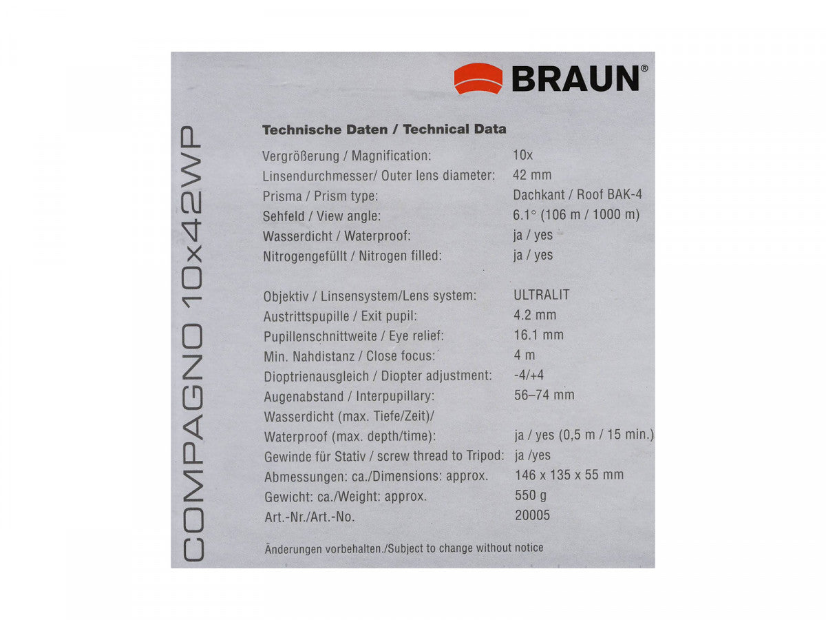 Ďalekohľad BRAUN Compagno 10x42 WP
