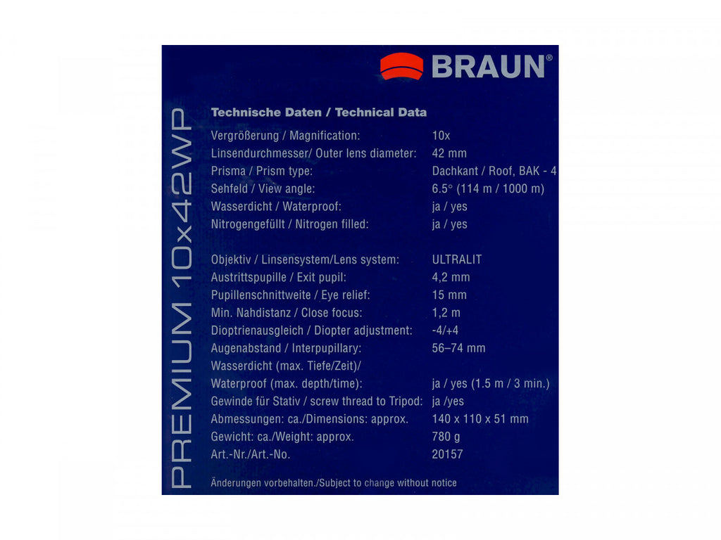 Ďalekohľad BRAUN Premium 10x42 WP