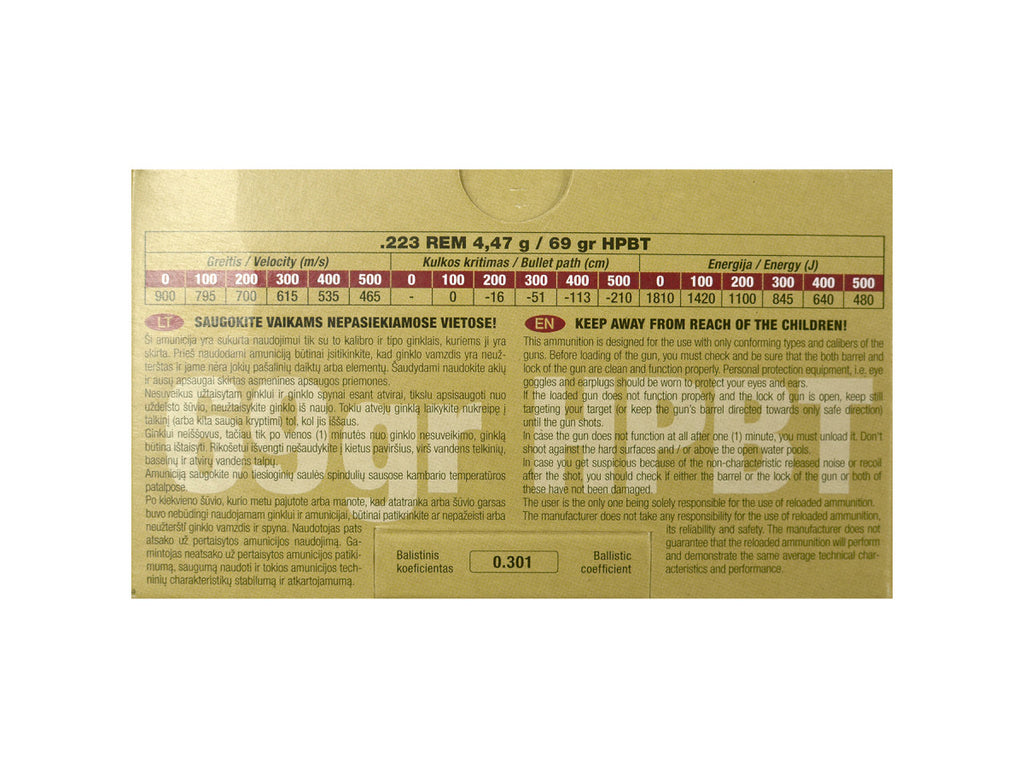 GGG .223Rem. 69gr/4,47g HPBT Sierra MatchKing (GPR13)