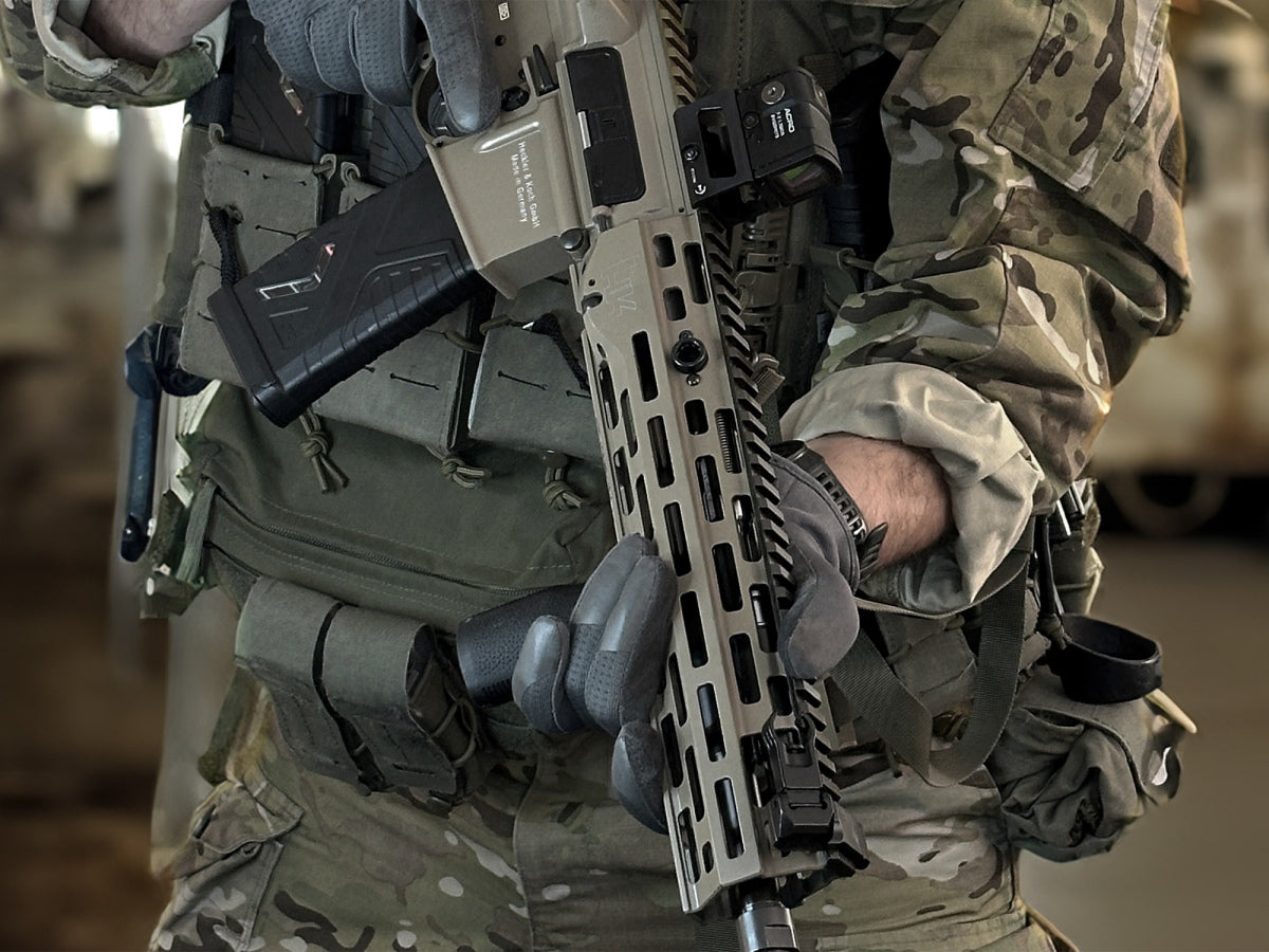 Predpažbie HK416 M-LOK 346mm profil-1 na MR223 FDE