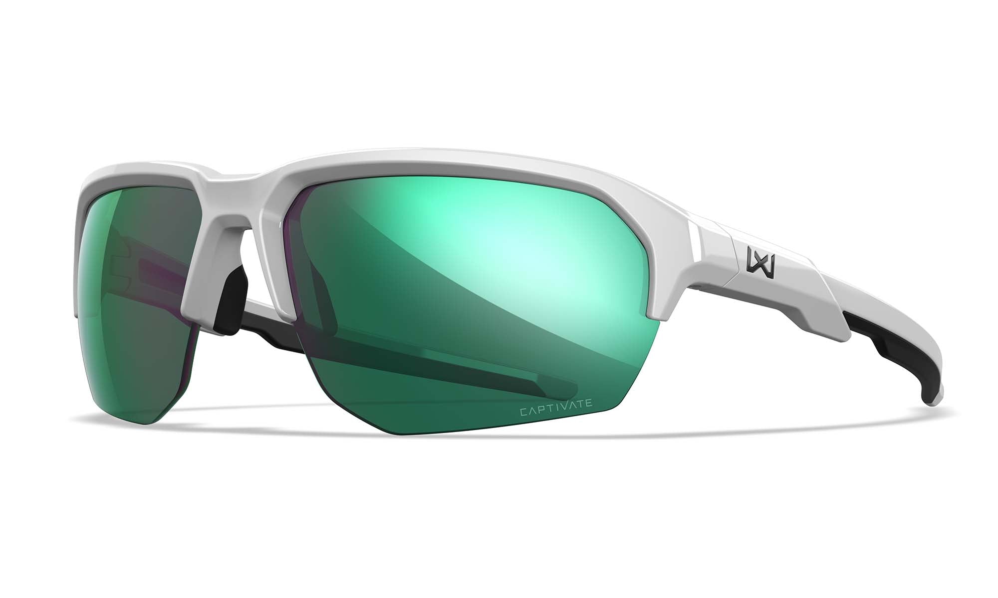Wiley X WX JAKL — Captivate Polarized - Green Mirror - Amber, Polished White