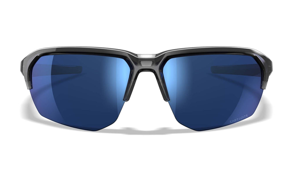 Wiley X WX JAKL — Captivate Polarized - Blue Mirror -  Grey, Gloss Crystal Grey