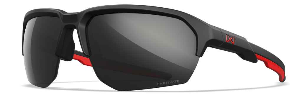 Wiley X WX JAKL — Captivate - Black Mirror - Grey, Matte Black/Red
