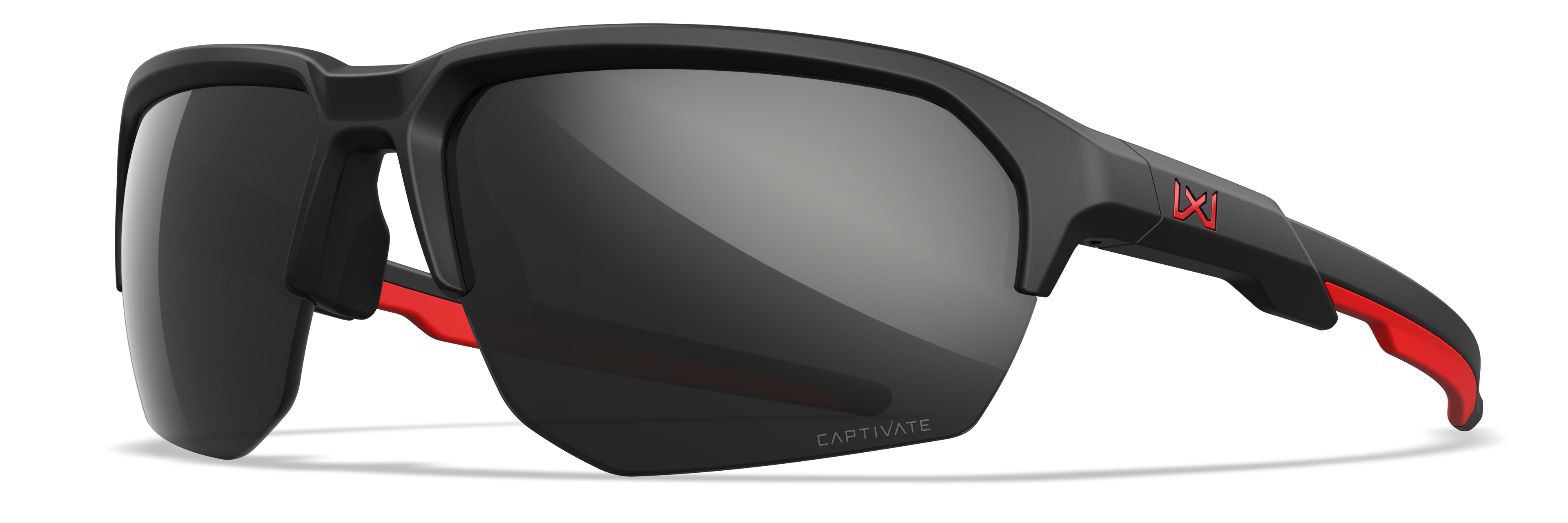 Wiley X WX JAKL — Captivate - Black Mirror - Grey, Matte Black/Red