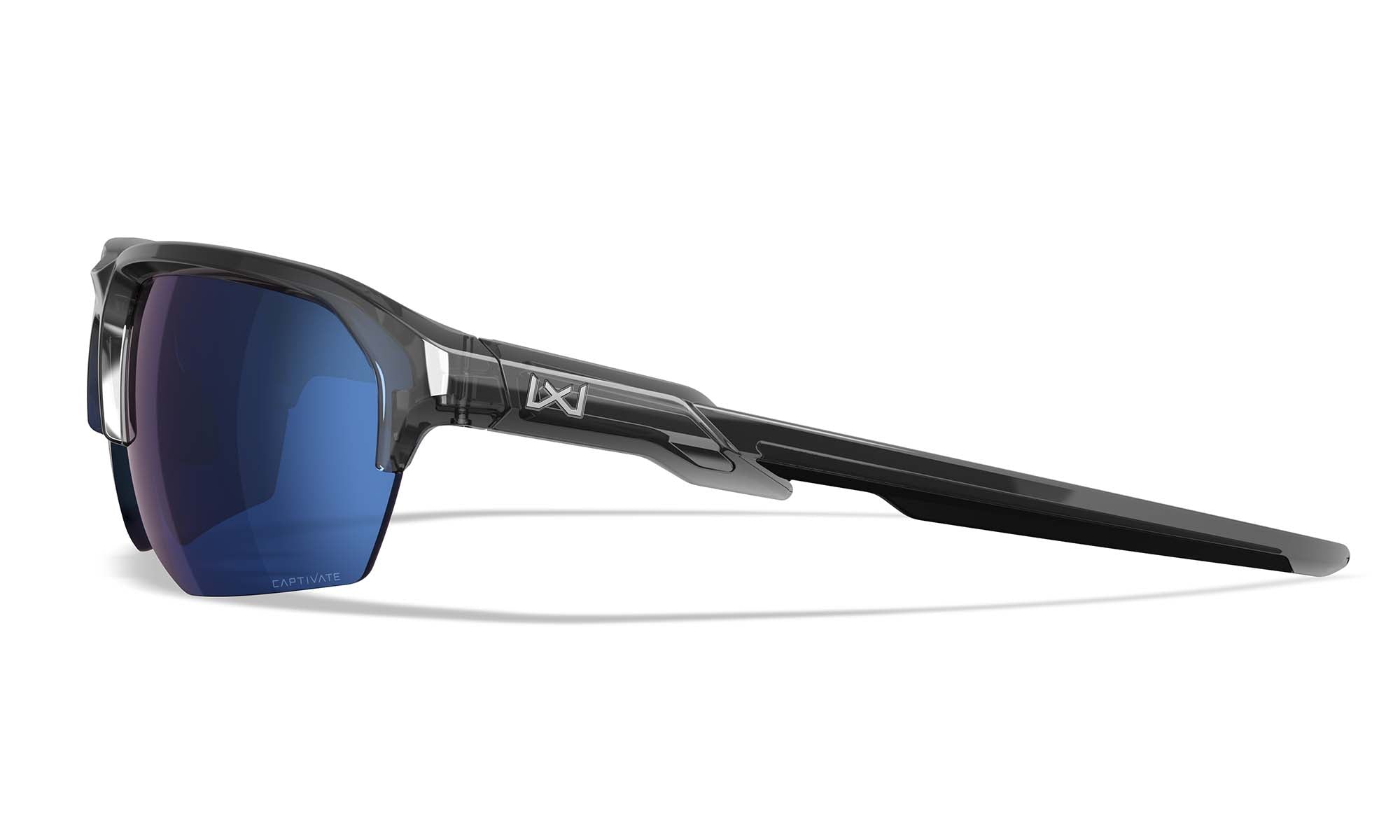 Wiley X WX JAKL — Captivate Polarized - Blue Mirror -  Grey, Gloss Crystal Grey