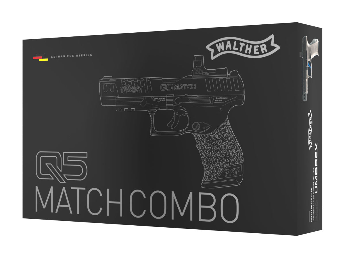 Pištoľ CO2 Walther Q5 Match Combo 5" Set, kal. 4,5mm diabolo