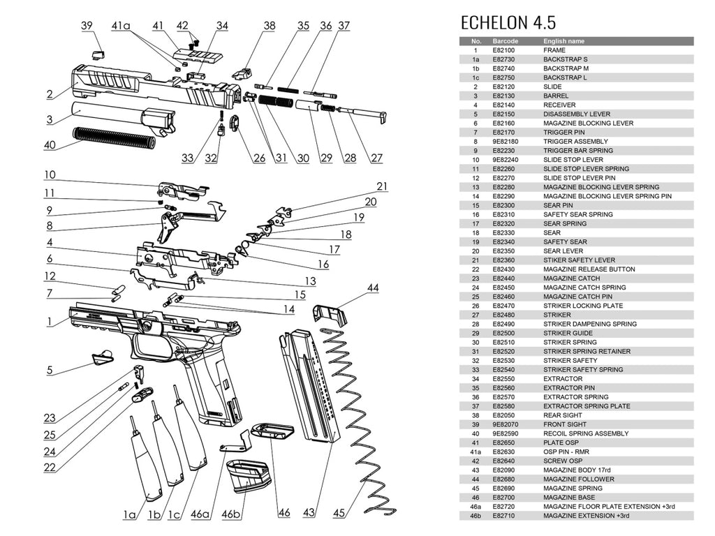 Pištoľ ECHELON 4.5F, 9x19 + RMSW-4MOA-HD