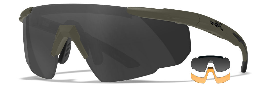 Wiley X SABER ADVANCED — Grey + Clear + Light Rust, OD Green by Wiley X - Tactical Eyewear - Changeable