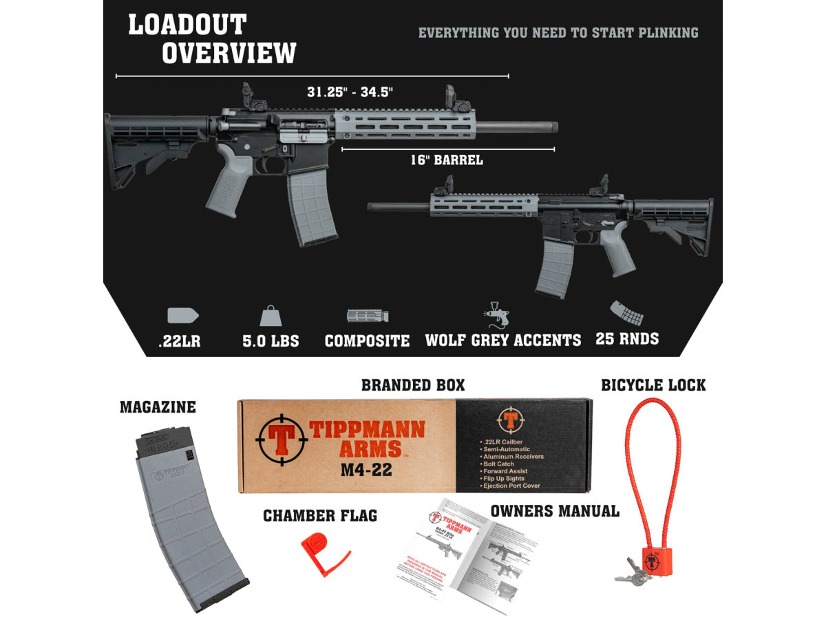 Tippmann M4-22 LTE 16" M-Lok, WOLF GRAY, kal. .22LR (A101301)