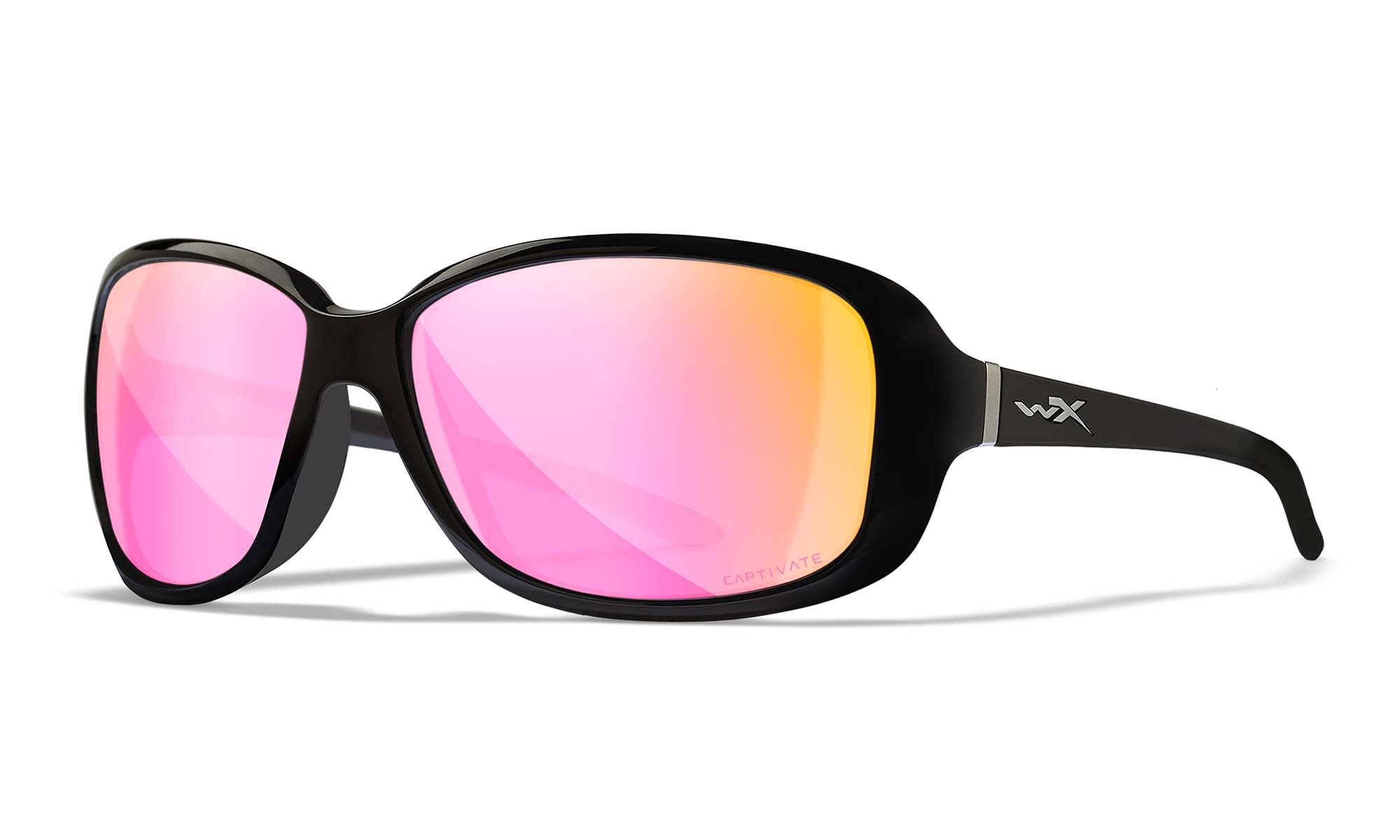 Wiley X WX AFFINITY — Captivate Polarized - Rose Gold Mirror -  Green, Gloss Black