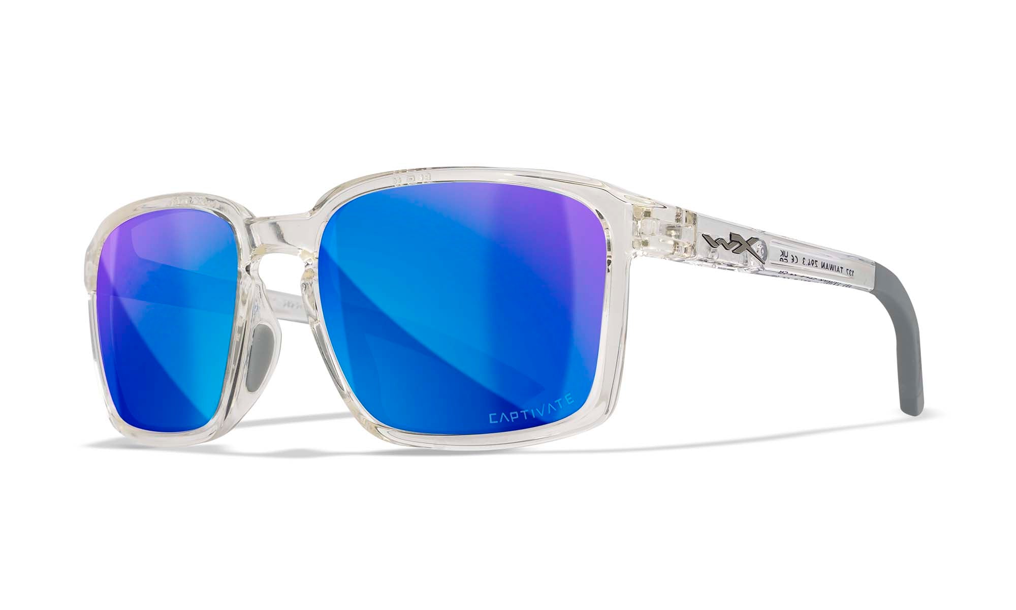 Wiley X WX ALFA — Captivate Polarized - Blue Mirror -  Grey, Gloss Clear Crystal