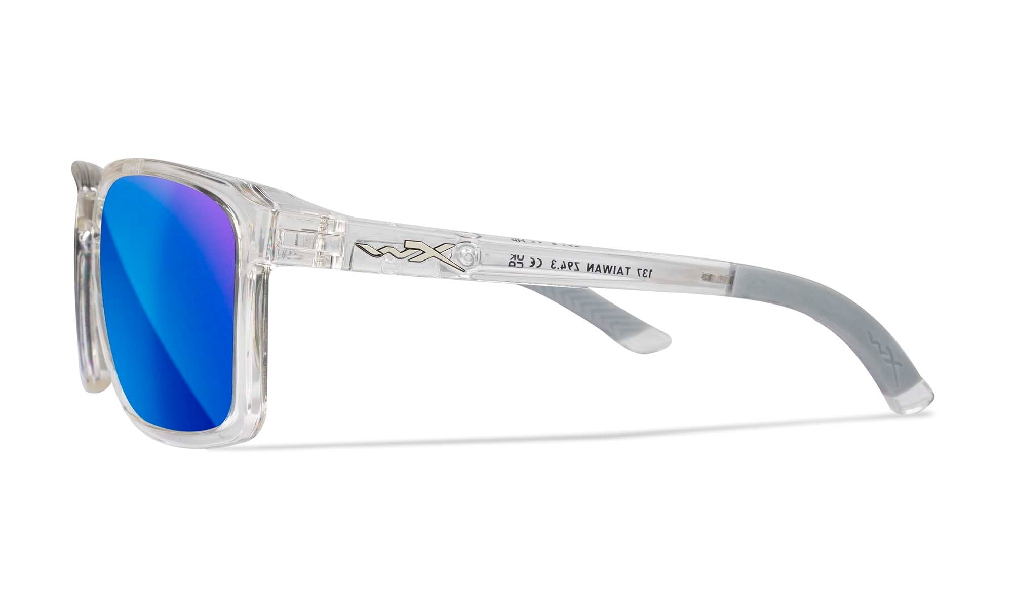 Wiley X WX ALFA — Captivate Polarized - Blue Mirror -  Grey, Gloss Clear Crystal