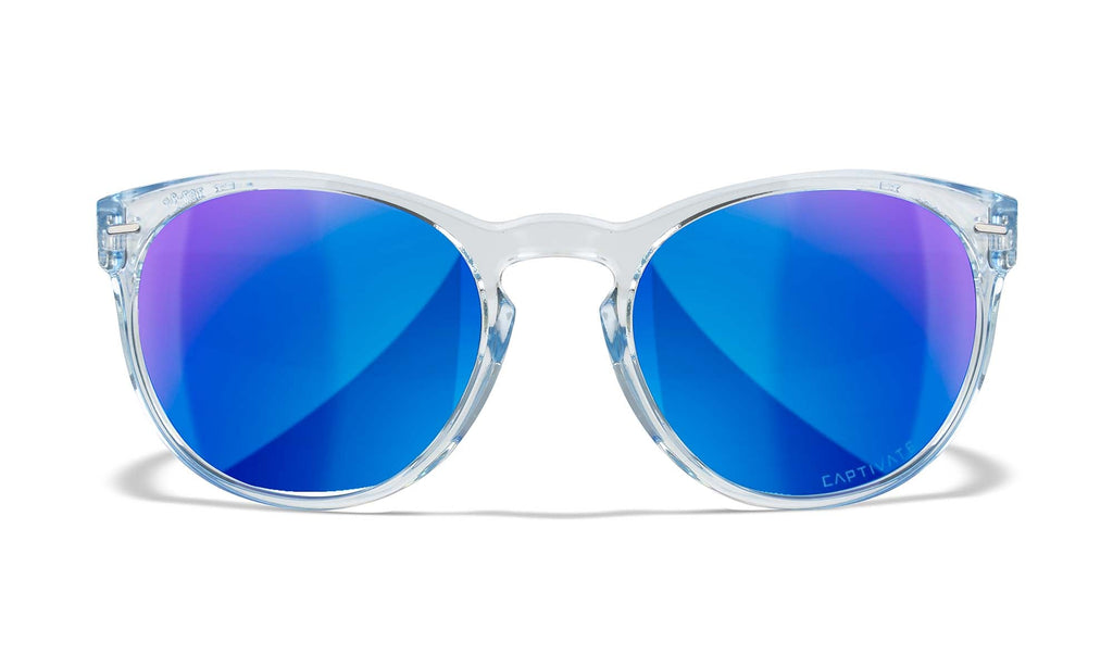 Wiley X WX COVERT — Captivate Polarized - Blue Mirror -  Grey, Gloss Crystal Light Sapphire Blue