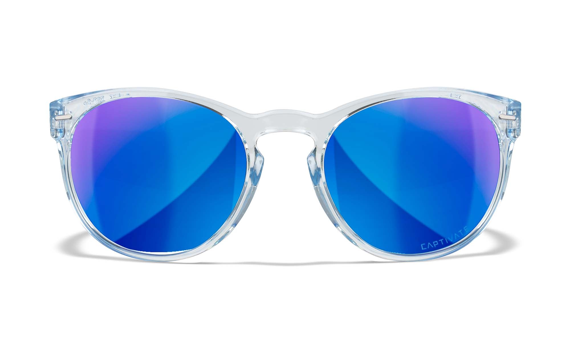 Wiley X WX COVERT — Captivate Polarized - Blue Mirror -  Grey, Gloss Crystal Light Sapphire Blue
