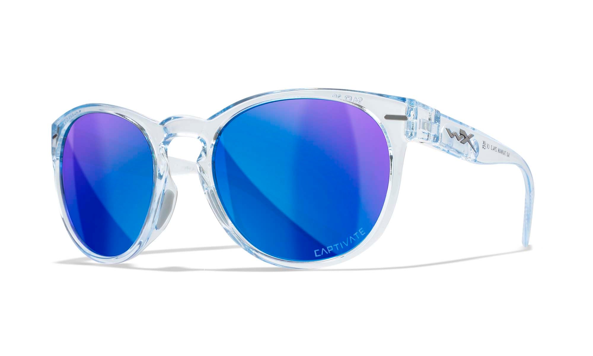 Wiley X WX COVERT — Captivate Polarized - Blue Mirror -  Grey, Gloss Crystal Light Sapphire Blue