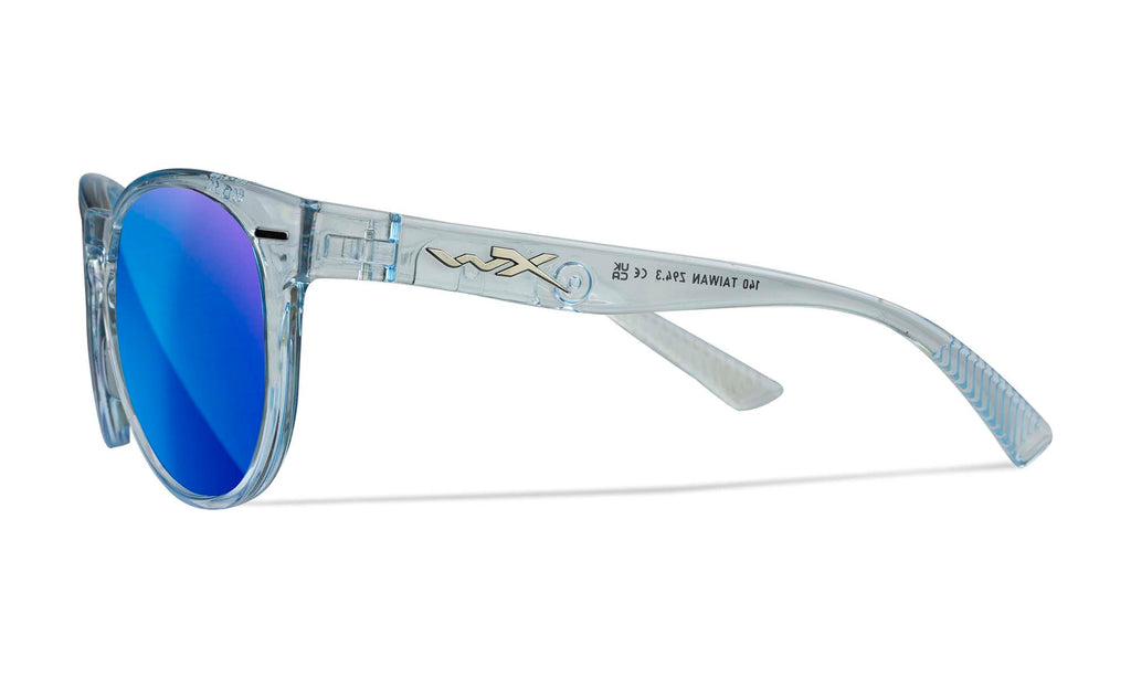 Wiley X WX COVERT — Captivate Polarized - Blue Mirror -  Grey, Gloss Crystal Light Sapphire Blue