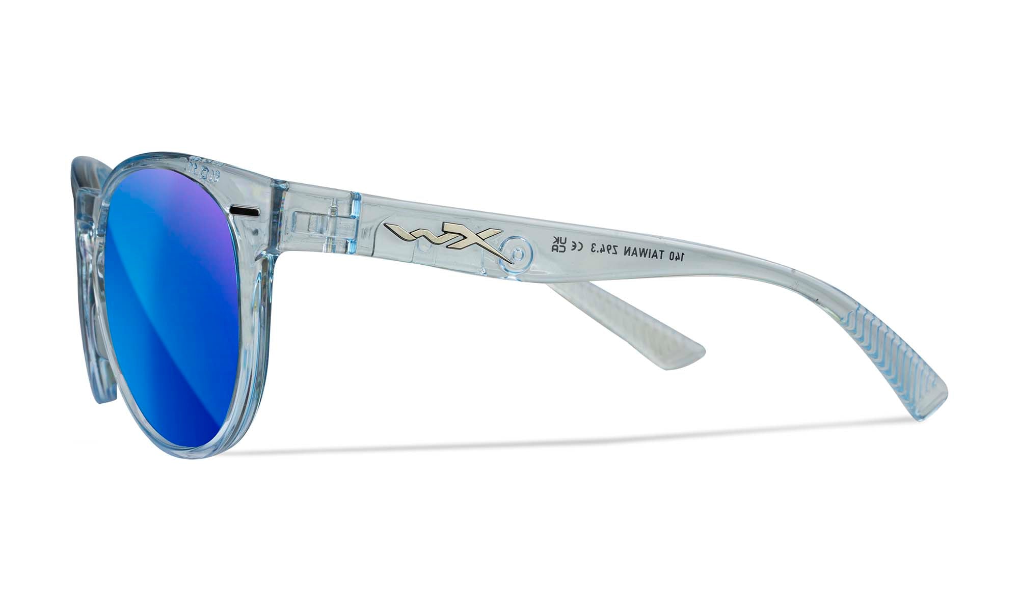 Wiley X WX COVERT — Captivate Polarized - Blue Mirror -  Grey, Gloss Crystal Light Sapphire Blue