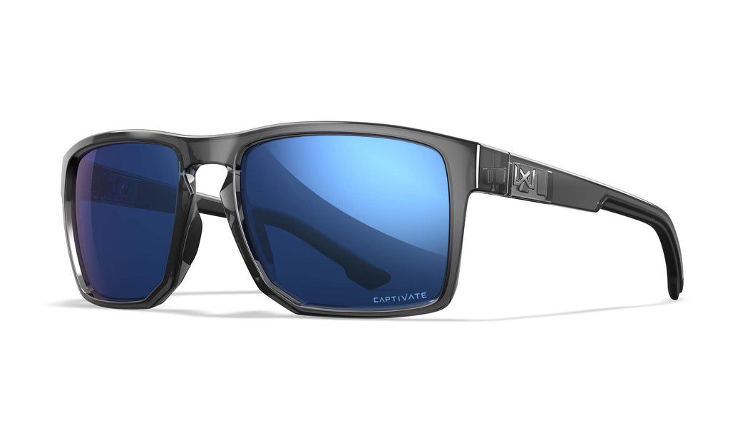 Wiley X WX FOUNDER — Captivate Polarized - Blue Mirror - Grey, Gloss Crystal Grey