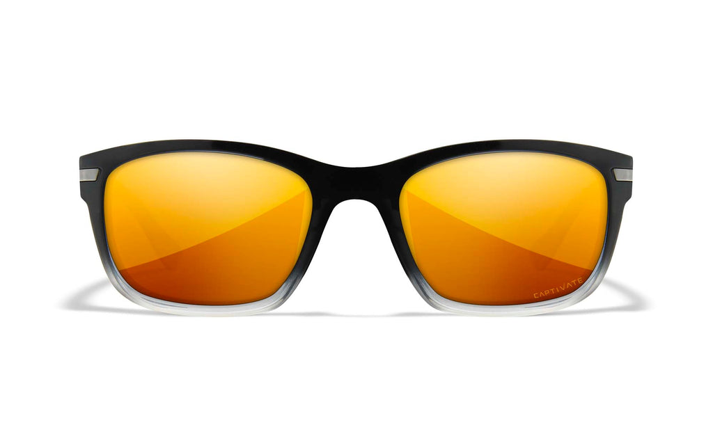 Wiley X WX HELIX — Captivate Polarized - Bronze Mirror - Copper, Gloss Black Fade To Clear Crystal