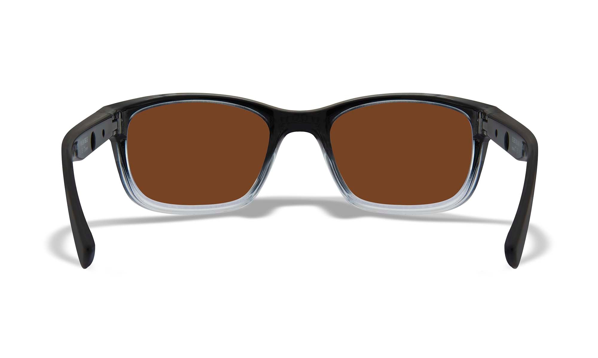Wiley X WX HELIX — Captivate Polarized - Bronze Mirror - Copper, Gloss Black Fade To Clear Crystal