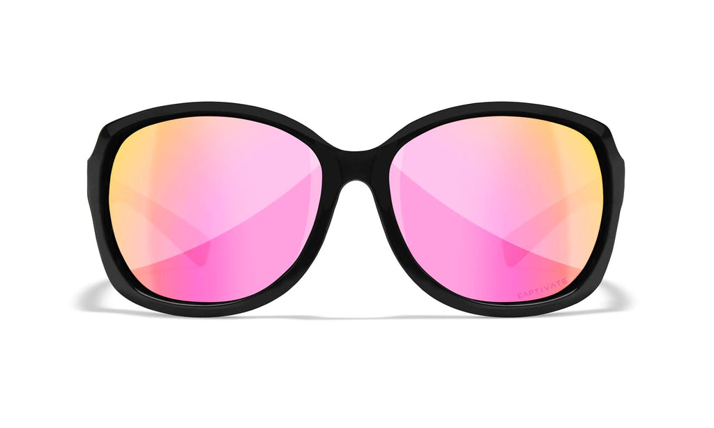 Wiley X WX MYSTIQUE — Captivate Polarized - Rose Gold Mirror -  Green, Gloss Black