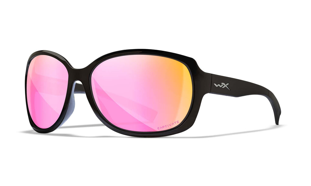 Wiley X WX MYSTIQUE — Captivate Polarized - Rose Gold Mirror -  Green, Gloss Black