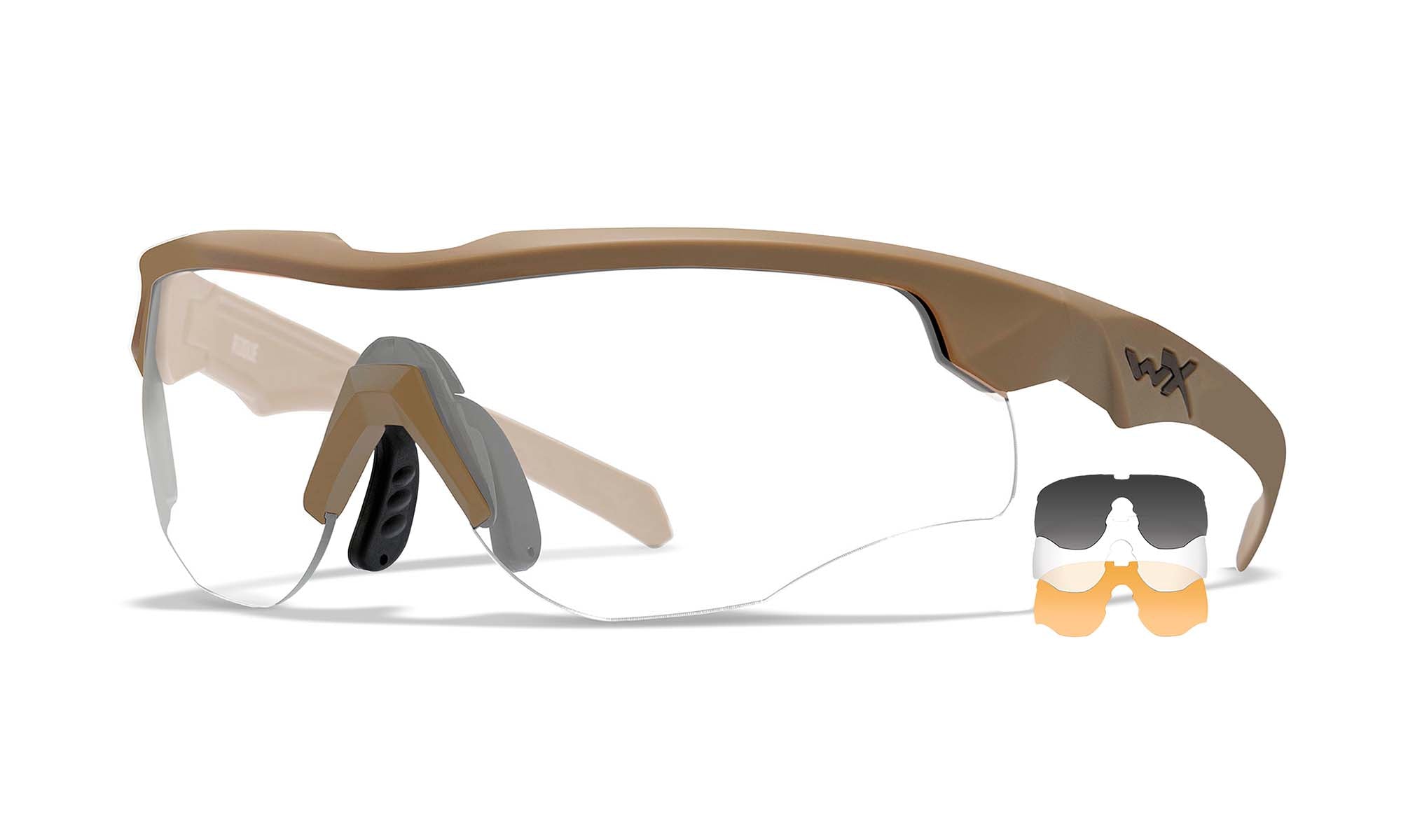Wiley X WX ROGUE COMM. — Grey + Clear + Light Rust, Matte Tan