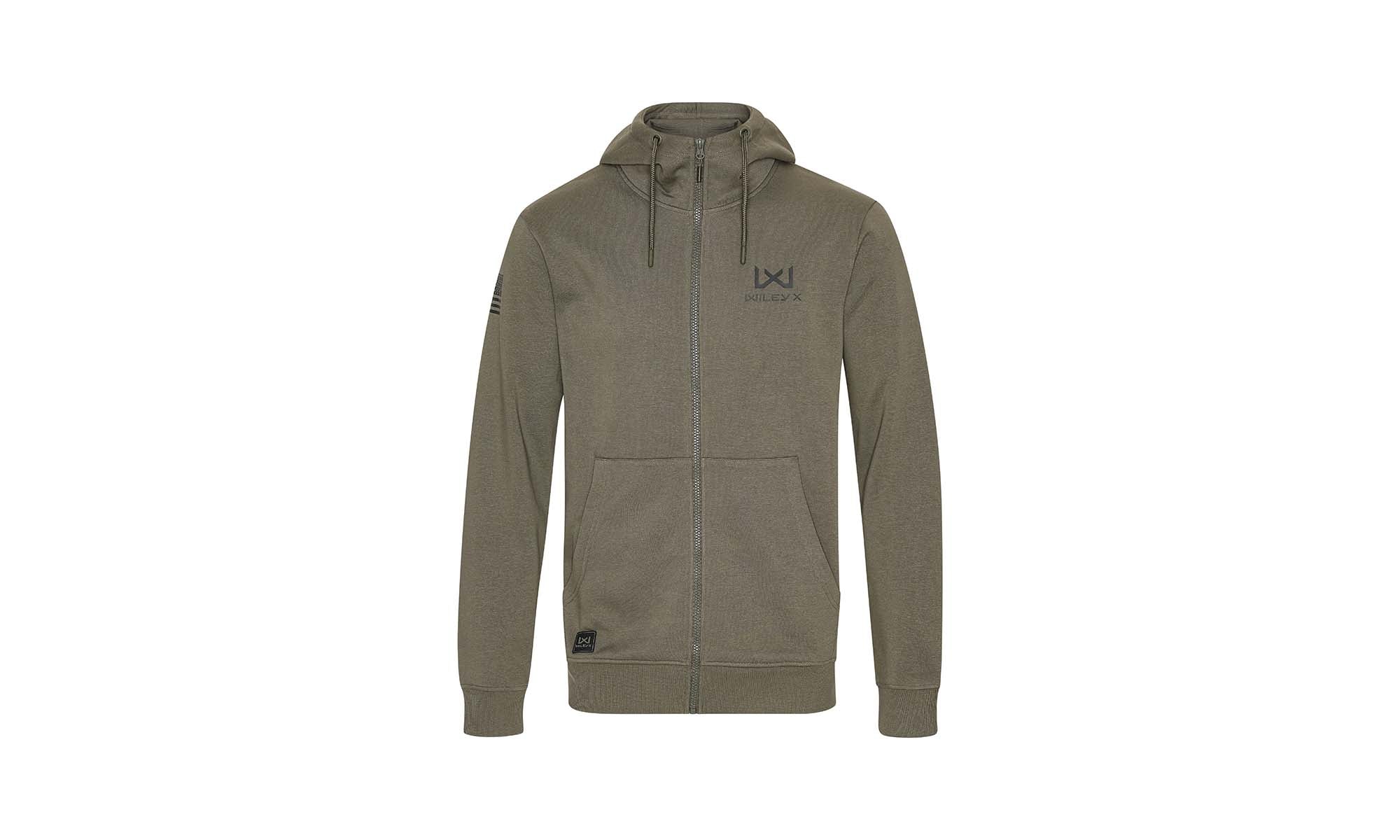Wiley X WX URBAN Zip Hoodie, Salbeigrün mit olivgrünem WX/Wiley X