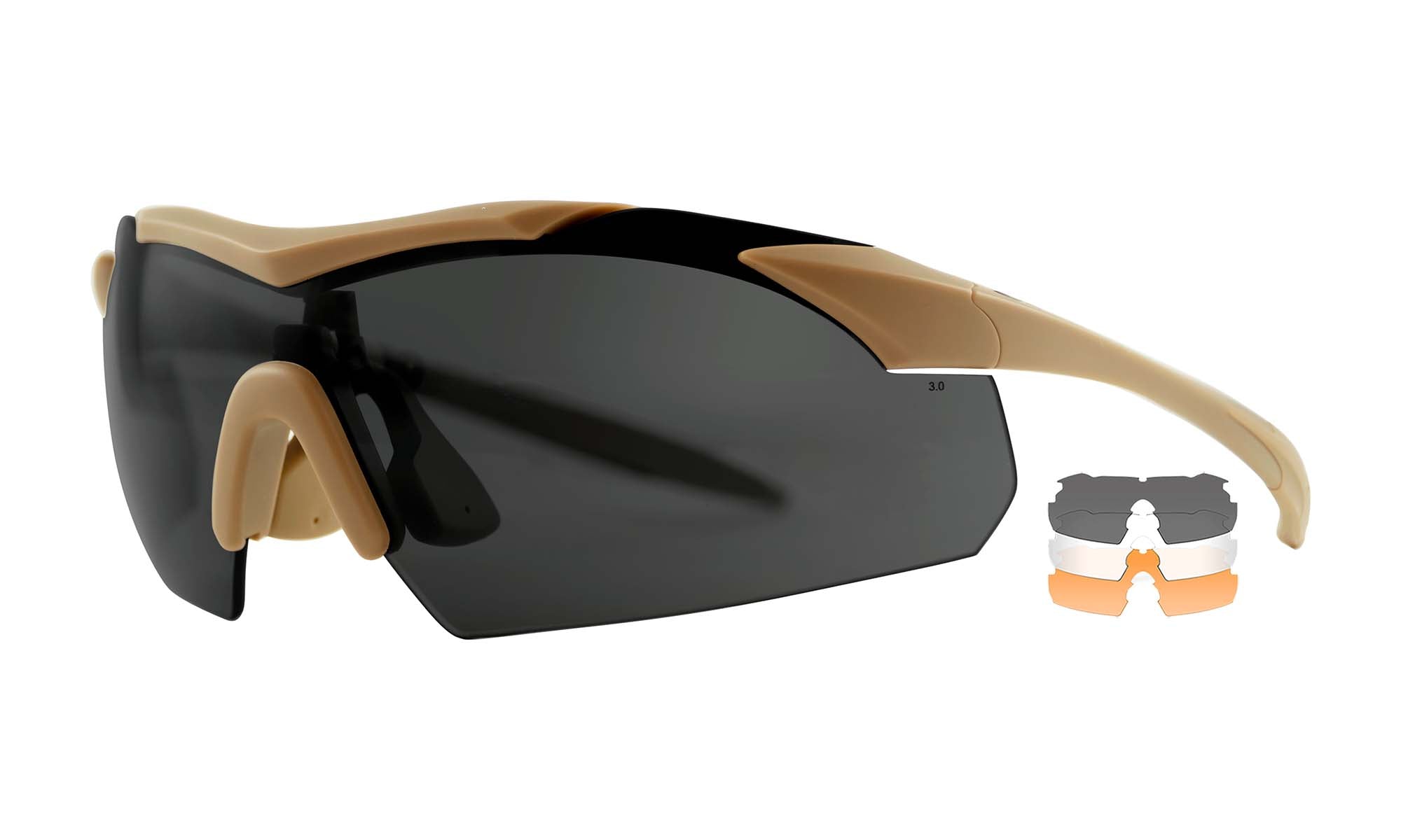 Wiley X WX VAPOR — Grey + Clear + Light Rust, Matte Tan
