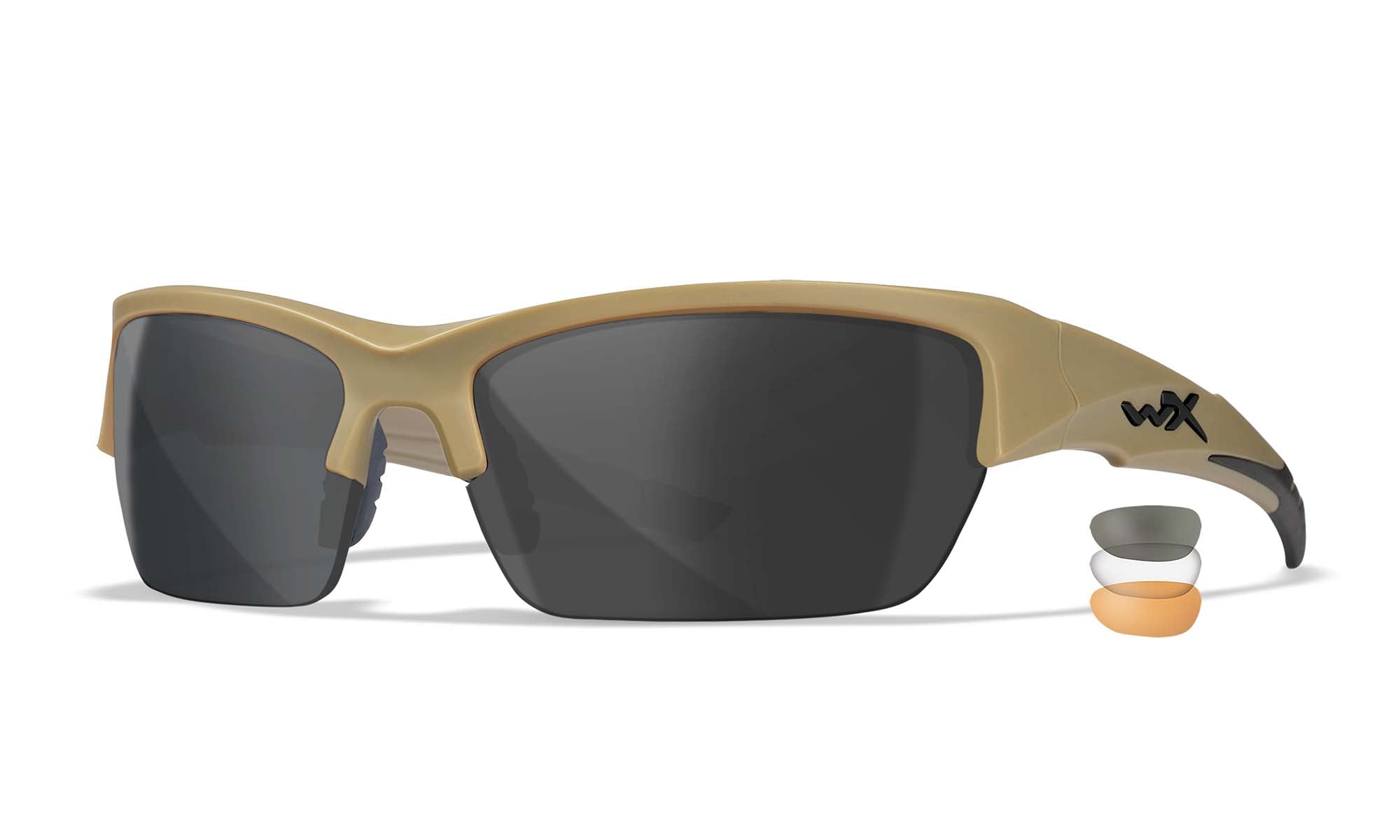Wiley X WX VALOR — Grey + Clear + Light Rust, Matte Tan