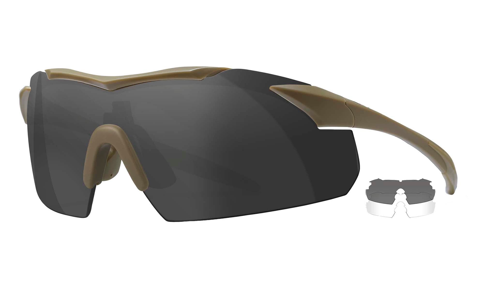 Wiley X WX VAPOR — Grey + Clear, Matte Tan