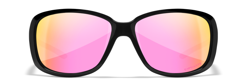 Wiley X WX AFFINITY — Captivate Polarized - Rose Gold Mirror -  Green, Gloss Black