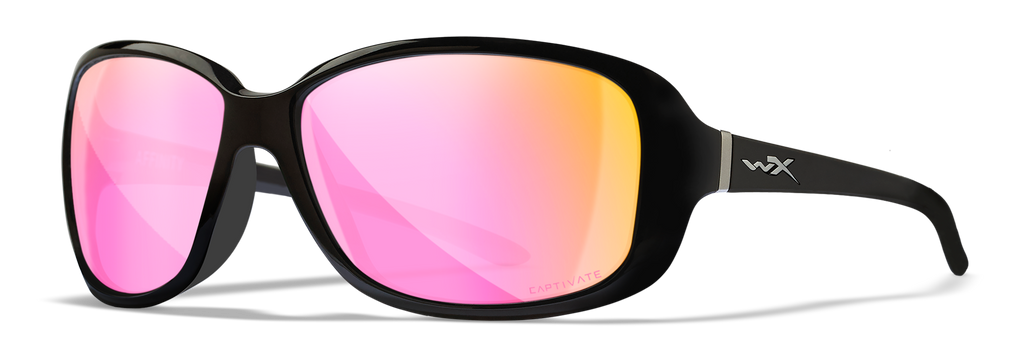 Wiley X WX AFFINITY — Captivate Polarized - Rose Gold Mirror -  Green, Gloss Black by Wiley X - Tactical Sunglasses