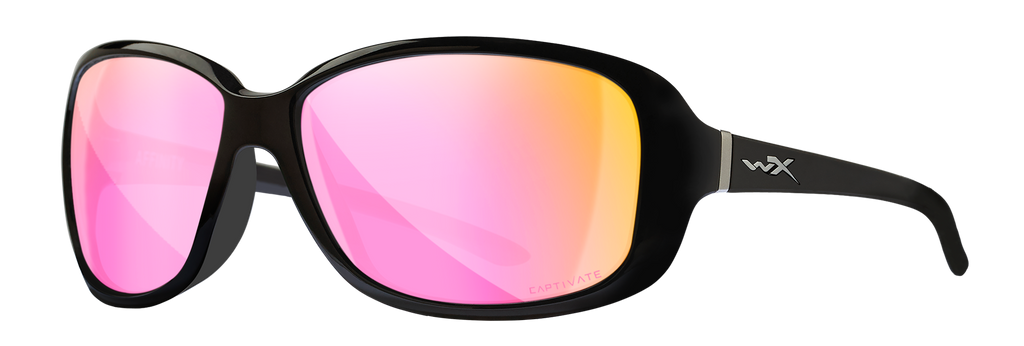 Wiley X WX AFFINITY — Captivate Polarized - Rose Gold Mirror -  Green, Gloss Black by Wiley X - Tactical Sunglasses