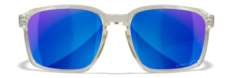 Wiley X WX ALFA — Captivate Polarized - Blue Mirror -  Grey, Gloss Clear Crystal