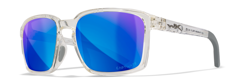 Wiley X WX ALFA — Captivate Polarized - Blue Mirror -  Grey, Gloss Clear Crystal by Wiley X - Tactical Sunglasses