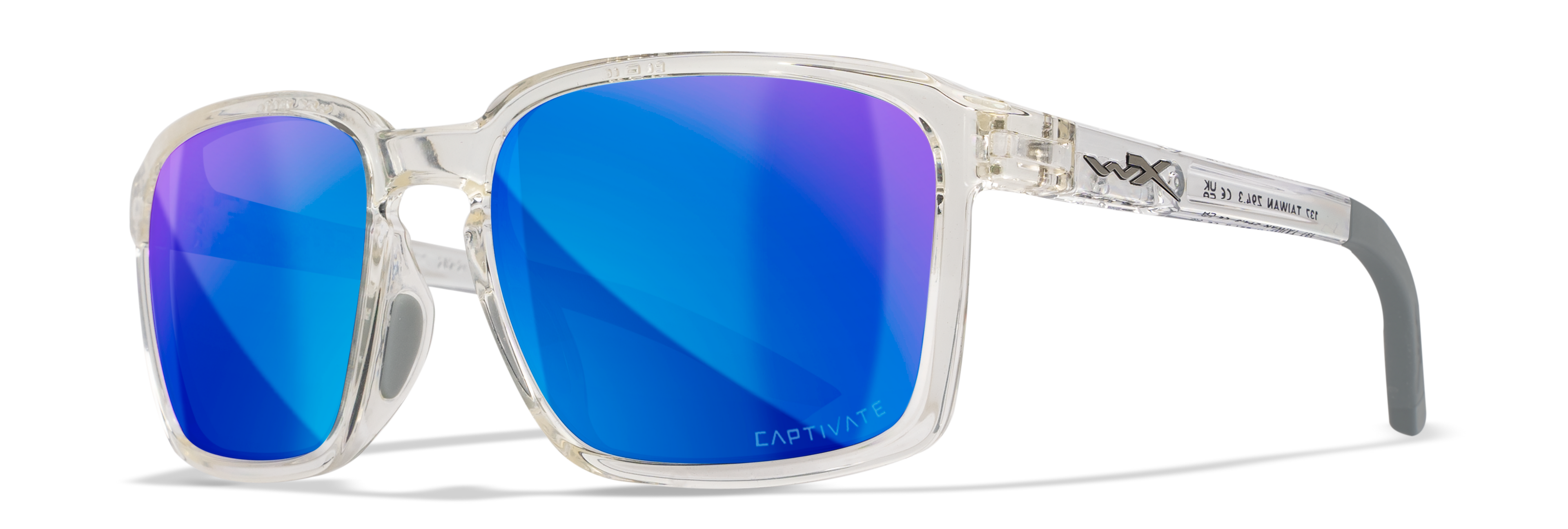 Wiley X WX ALFA — Captivate Polarized - Blue Mirror -  Grey, Gloss Clear Crystal by Wiley X - Tactical Sunglasses