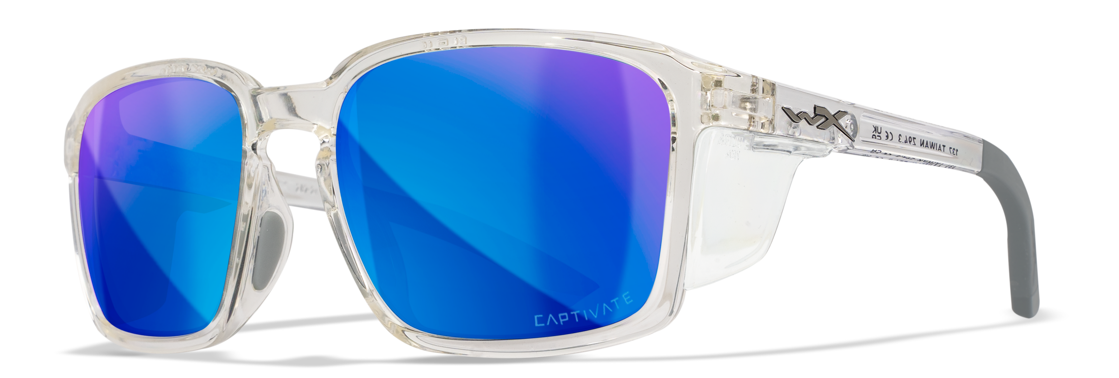 Wiley X WX ALFA — Captivate Polarized - Blue Mirror -  Grey, Gloss Clear Crystal by Wiley X - Tactical Sunglasses