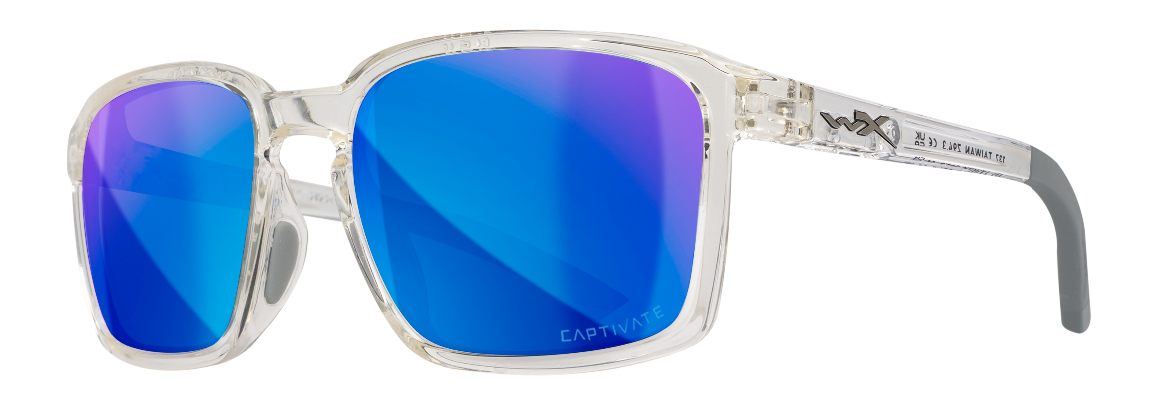 Wiley X WX ALFA — Captivate Polarized - Blue Mirror -  Grey, Gloss Clear Crystal by Wiley X - Tactical Sunglasses